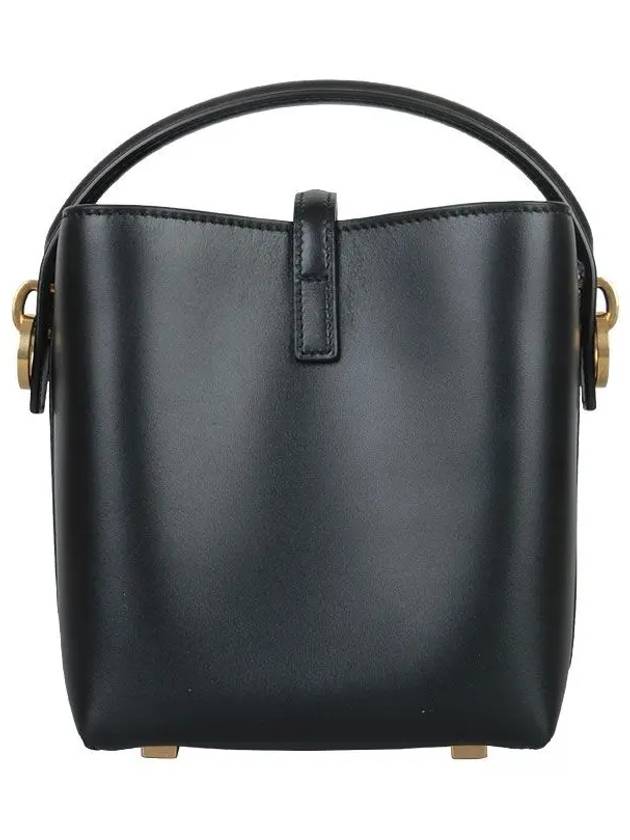 Le 37 Signature Logo Shiny Leather Small Bucket Bag Black - SAINT LAURENT - BALAAN 6