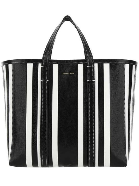 Striped Babes East West Medium Tote Bag Black White - BALENCIAGA - BALAAN 1