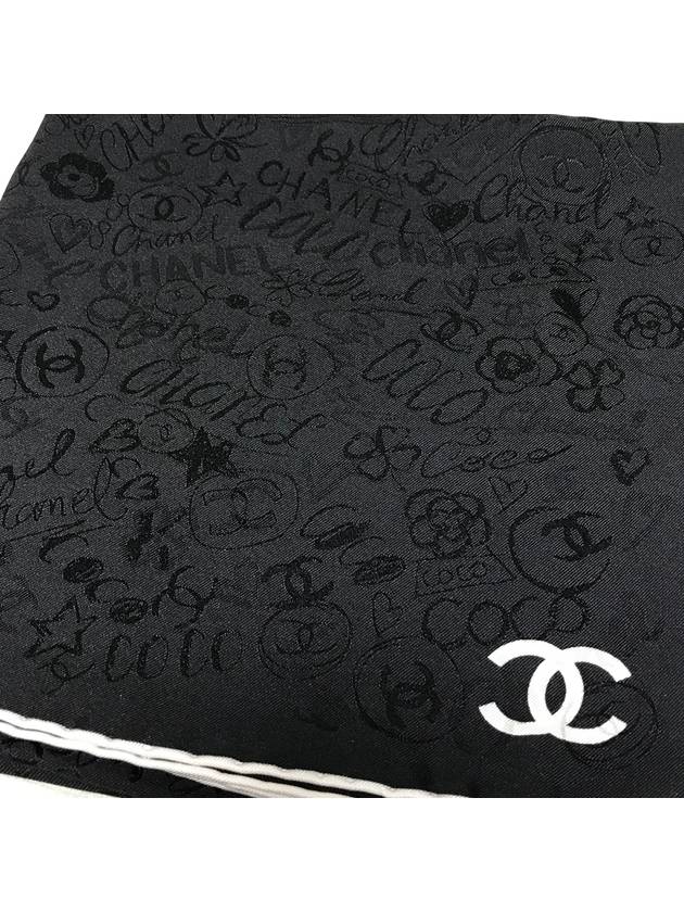 24K Square Silk Scarf CC Logo Black AAA555 - CHANEL - BALAAN 4