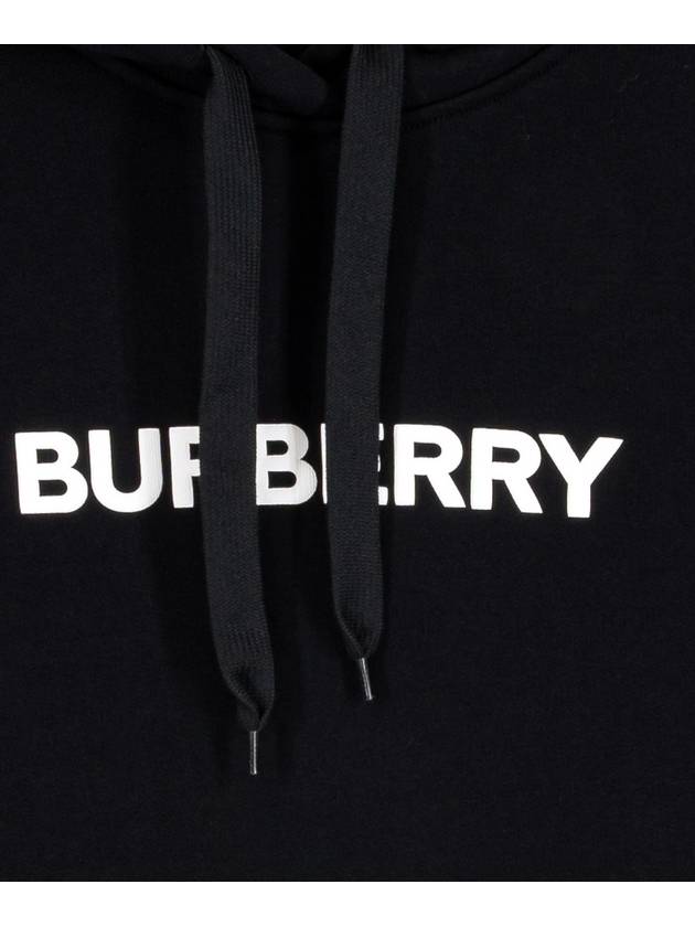 Logo Print Drawstring Hoodie Black - BURBERRY - BALAAN 4