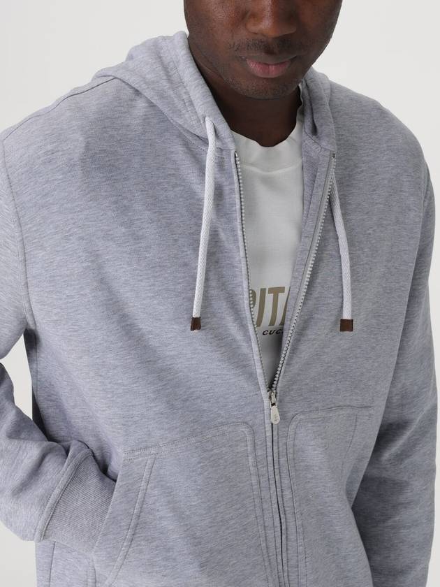 Tech Cotton Zip-Up Hoodie Heather Grey - BRUNELLO CUCINELLI - BALAAN 3