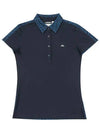 Women's Collar CARA Polo Short Sleeve T-Shirt Navy - J.LINDEBERG - BALAAN 3