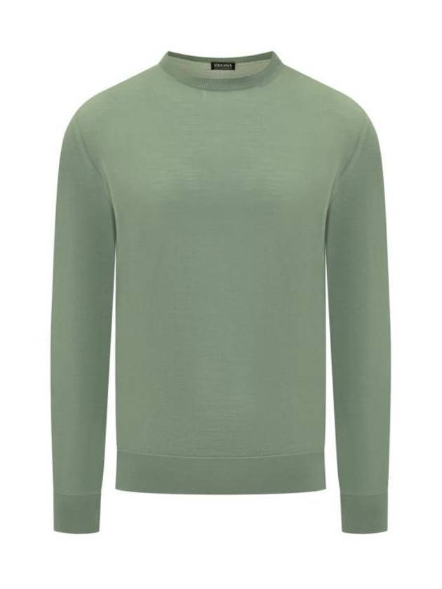 Crew neck wool knit top green - ERMENEGILDO ZEGNA - BALAAN 1