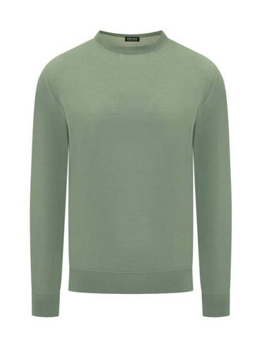 Crew neck wool knit top green - ERMENEGILDO ZEGNA - BALAAN 1