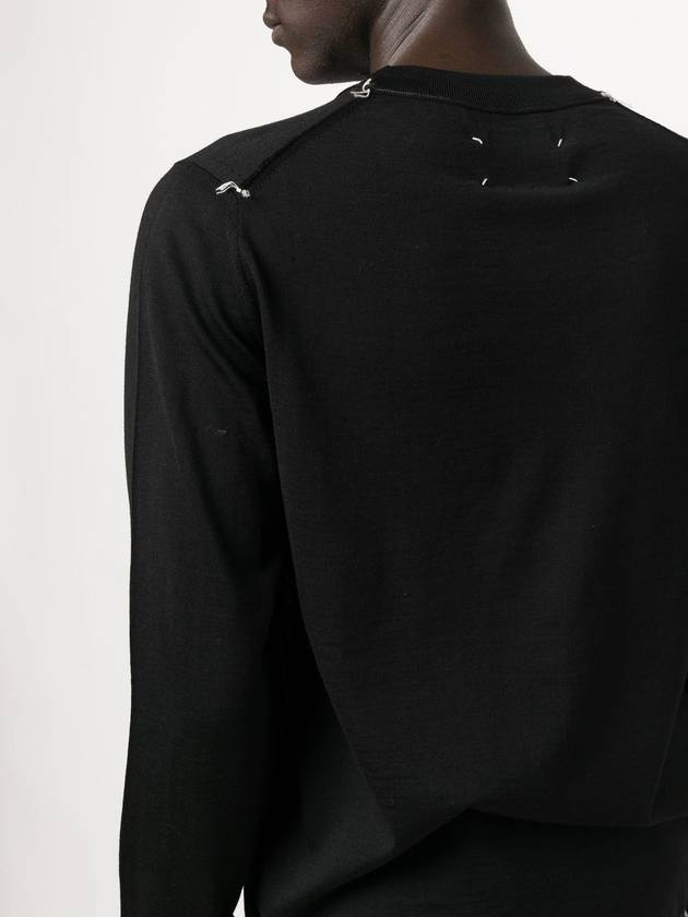 Back Stitch Crew Neck Wool Knit Top Black - MAISON MARGIELA - BALAAN 5