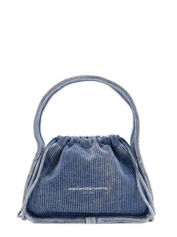 Ryan Ribbed Knit Cotton Small Tote Bag Blue - ALEXANDER WANG - BALAAN 1