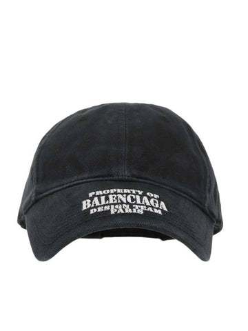 Property Embroidered Denim Ball Cap Black - BALENCIAGA - BALAAN.