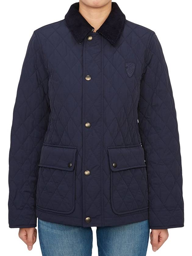 Corduroy Collar Quilted Jacket Navy - BURBERRY - BALAAN 3