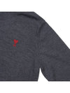 Heart Embroidered Logo Crew Neck Knit Top Heather Grey - AMI - BALAAN 5