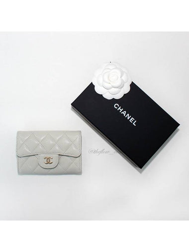 Classic caviar card wallet snap light gray gold AP0214 B10583 BW786 - CHANEL - BALAAN 1