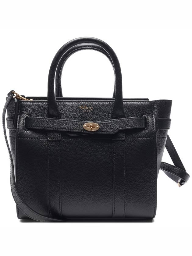 Bayswater Zipped Mini Classic Grain Tote Bag Black - MULBERRY - BALAAN 3