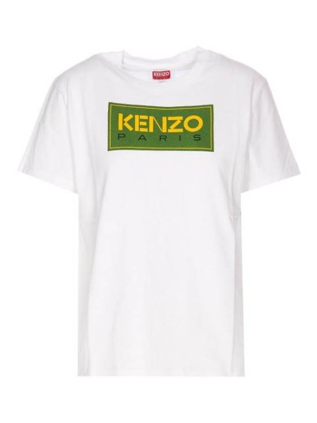 Women's Paris Logo Loose Cotton Short Sleeved T-Shirt White - KENZO - BALAAN 2