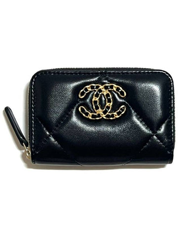 19 Zipper card wallet black gold AP0949 - CHANEL - BALAAN 1