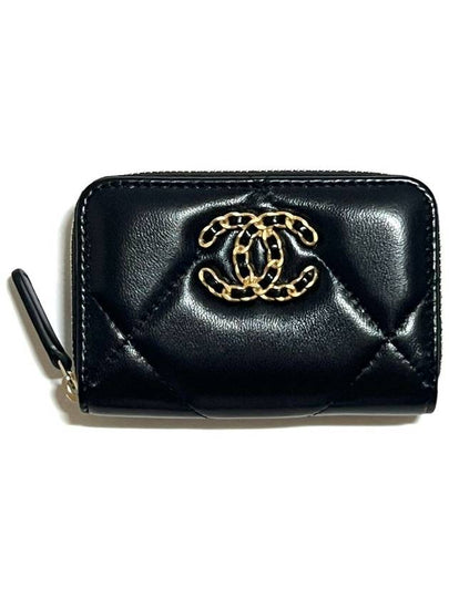 19 Zip Around Lambskin Card Wallet Black - CHANEL - BALAAN 2