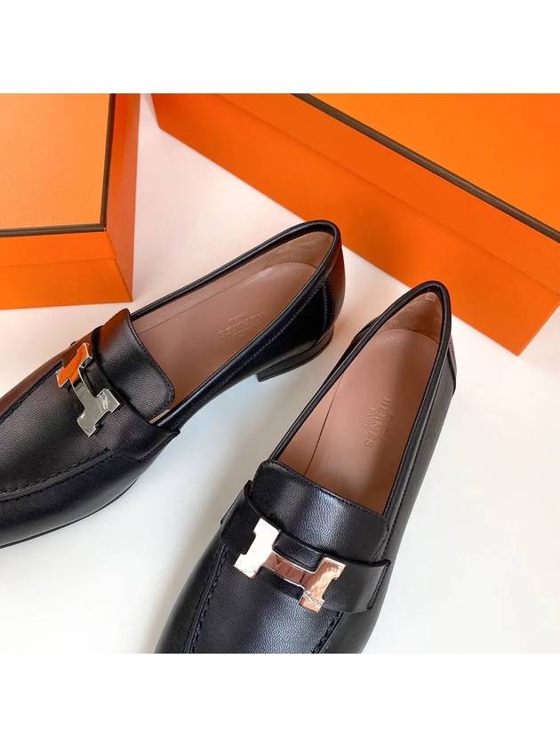 Paris Loafers Goatskin Palladium Noir - HERMES - BALAAN 6