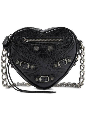 Le Cagole Heart Cross Mini Bag Black - BALENCIAGA - BALAAN 1