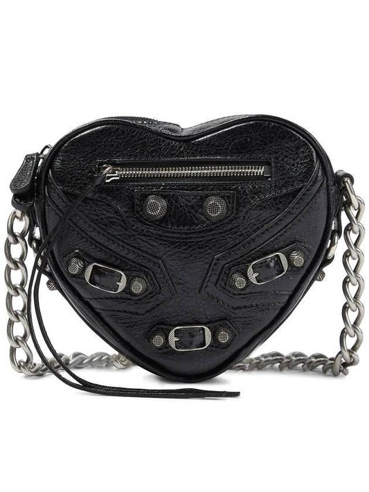 Le Cagolet Heart Cross Mini Bag Black - BALENCIAGA - BALAAN 1