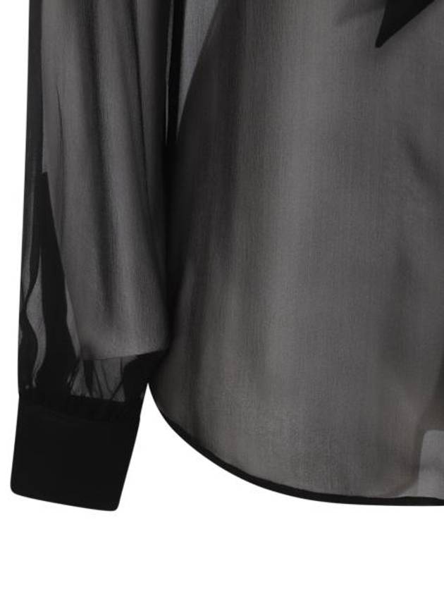 Silk Muslin Crepe Blouse Black - SAINT LAURENT - BALAAN 7