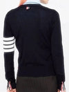 Sustainable Fine Merino Wool 4-Bar Relaxed Fit V-Neck Cardigan Navy - THOM BROWNE - BALAAN 6