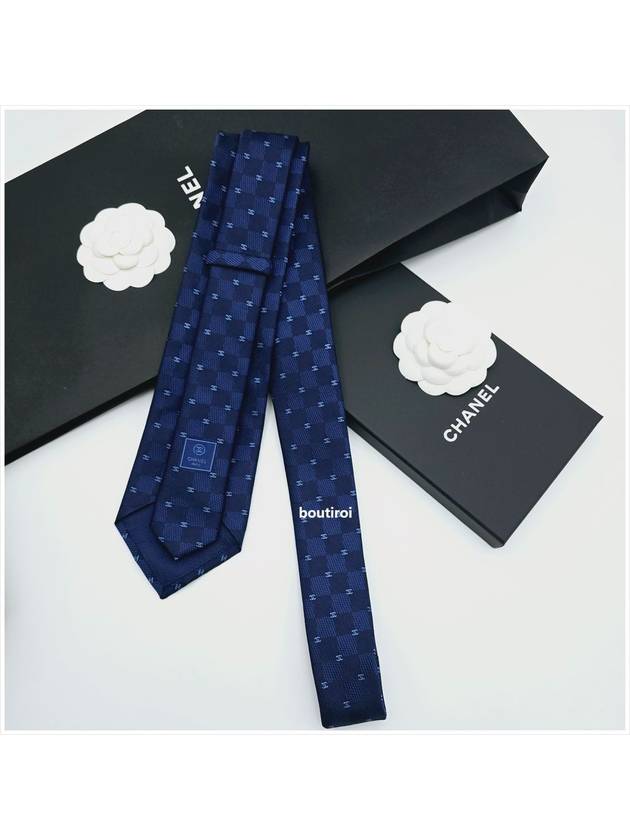 Men's Silk Tie CC Logo Navy AA9940 - CHANEL - BALAAN 3