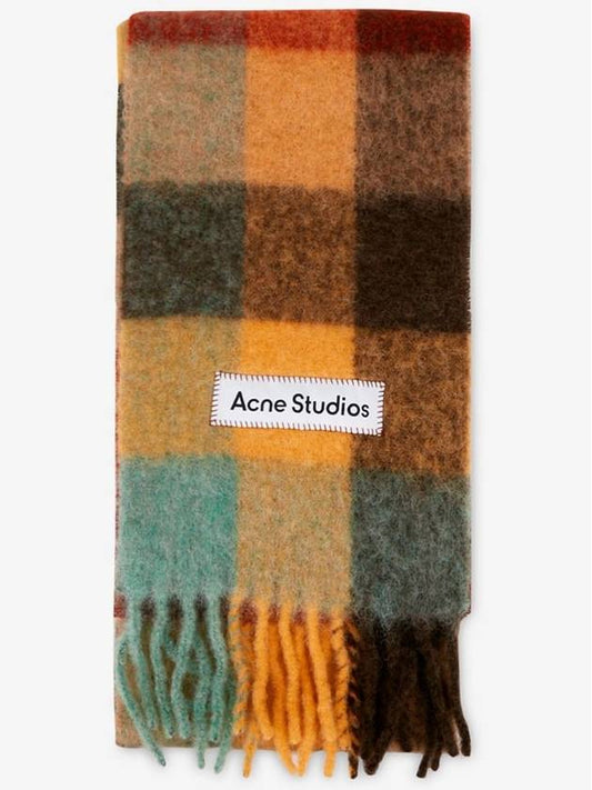 Check Mohair Muffler Chestnut Brown Yellow Green - ACNE STUDIOS - BALAAN 2