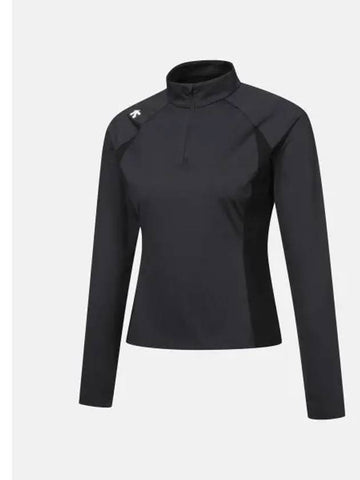 Women s Half Zip Up Long Sleeve T Shirt Black SP322TTL83 - DESCENTE - BALAAN 1