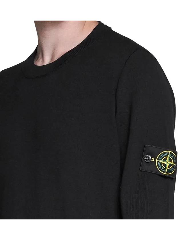 Logo Patch Round Neck Knit Top Black - STONE ISLAND - BALAAN 10