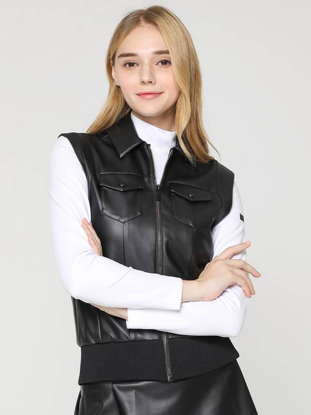 Women s leather line pocket point full open vest HD3WVT001 - HOLIC&PLAY - BALAAN 4