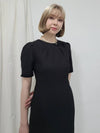 e Women's Pintuck Linen Midi Dress Black - PRETONE - BALAAN 2