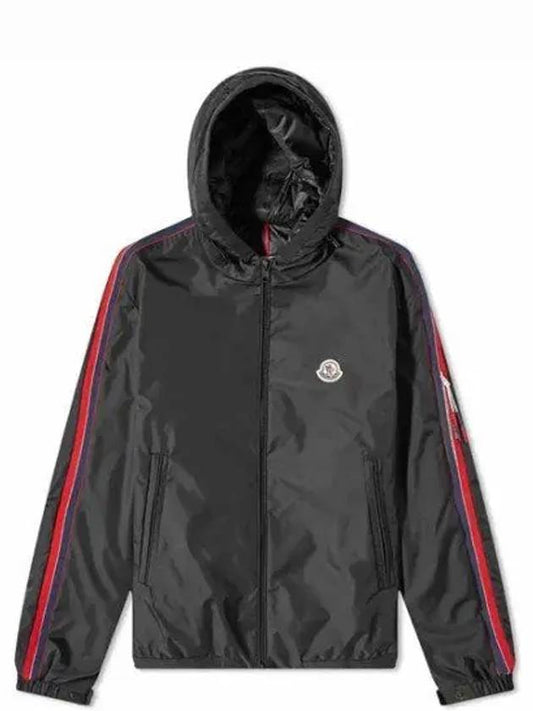 Men's Necker Logo Patch Hooded Windbreaker Black - MONCLER - BALAAN 2