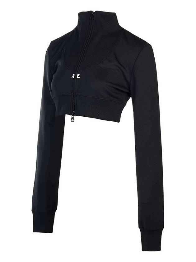 Crop Maxi Rib Track Jacket Black - COURREGES - BALAAN 3