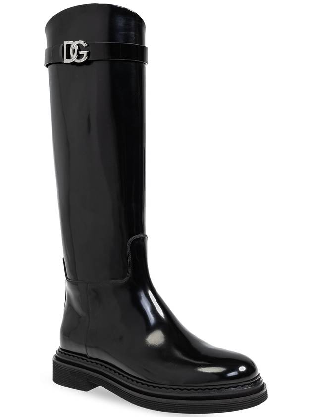 Logo Plaque Long Boots Black - DOLCE&GABBANA - BALAAN 5