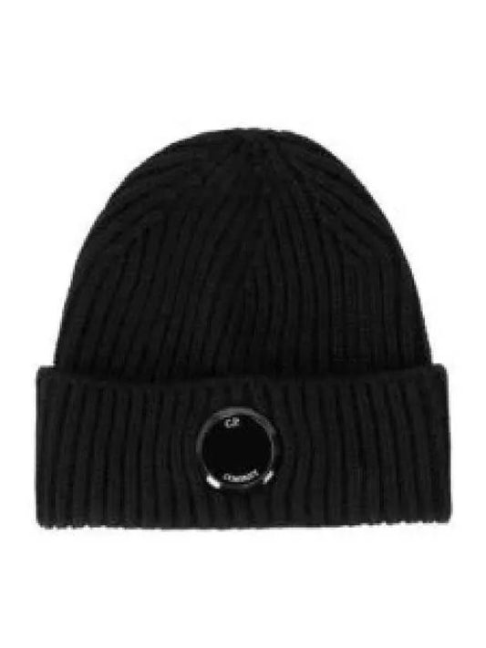 Lens Wappen Extra Fine Merino Wool Beanie Black - CP COMPANY - BALAAN 2