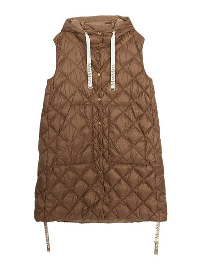 Sisoft Double-Sided Drawstring Hooded Padded Long Vest Brown - MAX MARA - BALAAN 2