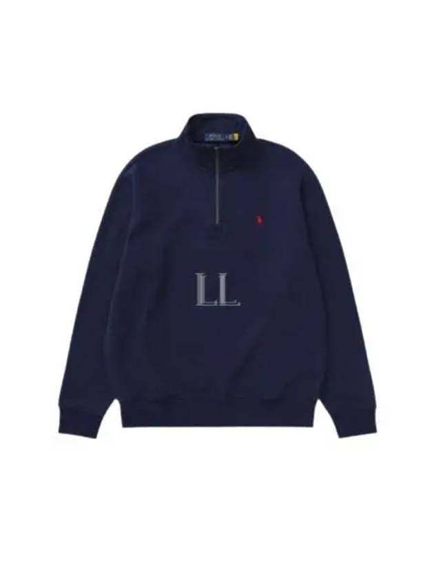 Embroidery Zipper High Neck Fleece Sweatshirt Navy - POLO RALPH LAUREN - BALAAN 2