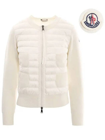 Women's Padded Wool Zip-Up Cardigan White - MONCLER - BALAAN 2