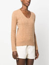 Kimberly Embroidered Logo Pony Cable Knit Top Beige - POLO RALPH LAUREN - BALAAN 3