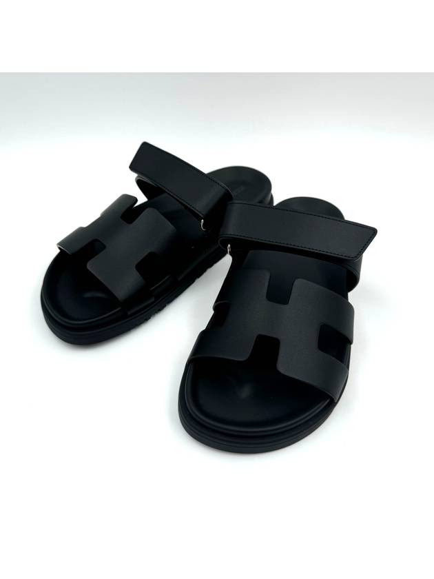 Chypre Leather Sandals Black - HERMES - BALAAN 4