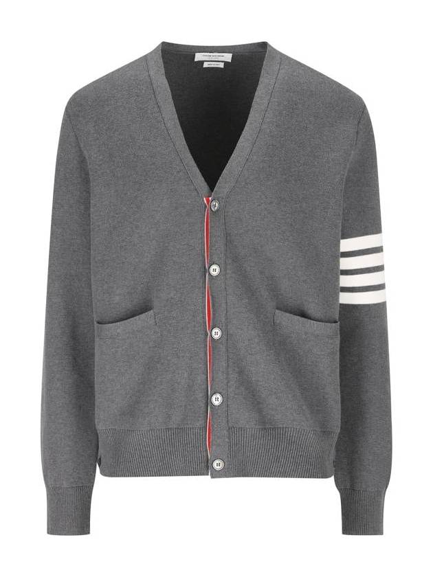 Milano Stitch 4-Bar Cardigan Medium Grey - THOM BROWNE - BALAAN 2