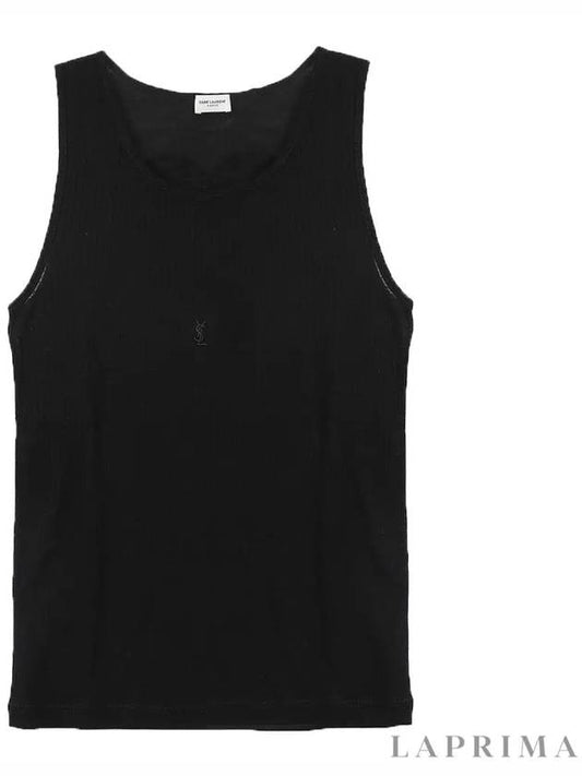 Cassandre Embroidered Logo Wool Sleeveless Black - SAINT LAURENT - BALAAN 2