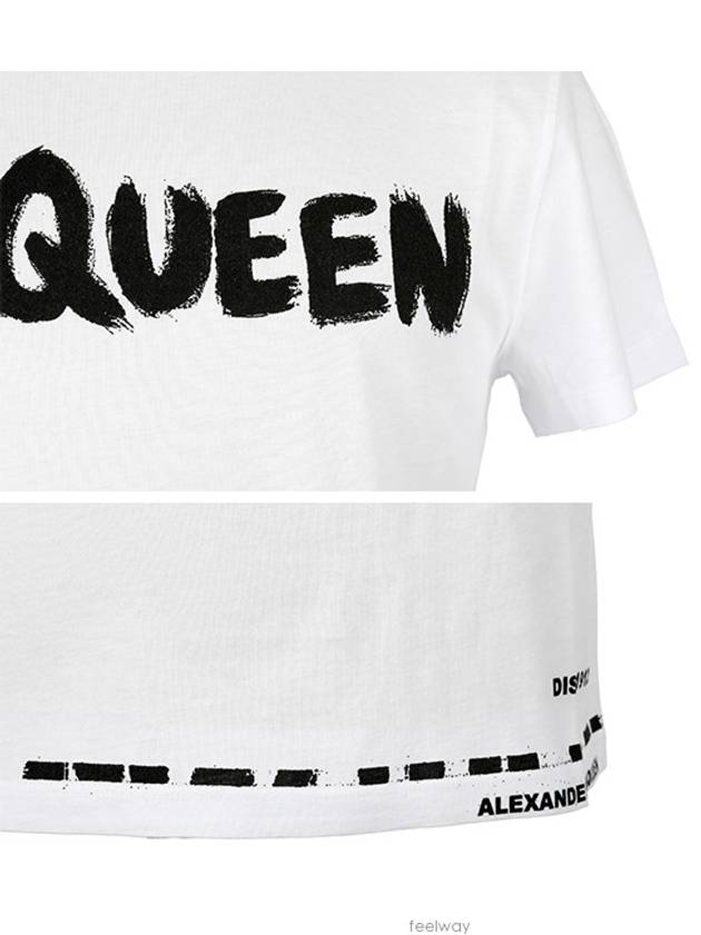 Graffiti Logo Print Short Sleeve T-Shirt White - ALEXANDER MCQUEEN - BALAAN 6