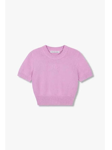 Embo Logo Cropped Pullover Pink - ALEXANDER WANG - BALAAN 1