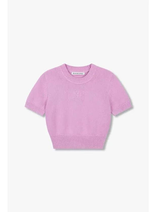 Embo Logo Cropped Pullover Pink - ALEXANDER WANG - BALAAN 1