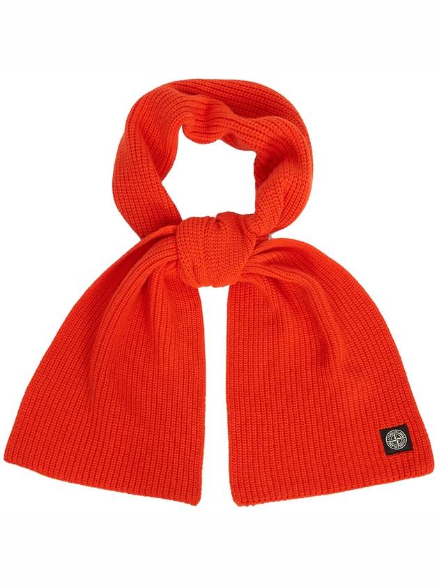 Compass Patch Wool Scarf Orange - STONE ISLAND - BALAAN 4