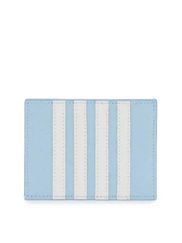 Pebble Calfskin 4-Bar Applique Note Card Wallet Blue - THOM BROWNE - BALAAN 5