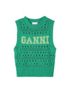 Logo Intarsia Knit Vest Green - GANNI - BALAAN 2