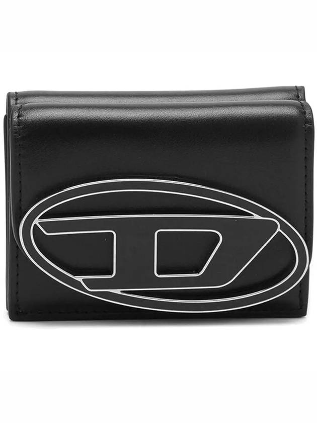 1DR Tri Fold Leather Wallet Black - DIESEL - BALAAN 3