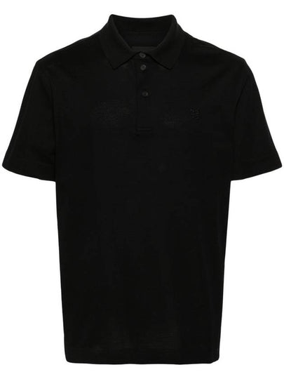 Embroidered Logo Cotton Polo Shirt Black - GIVENCHY - BALAAN 2