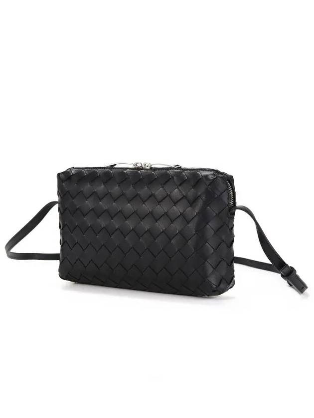 Intrecciato Leather Mini Cross Bag Black - BOTTEGA VENETA - BALAAN 5