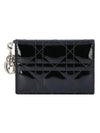 Lady Cannage Patent Calfskin Flap Card Wallet Black - DIOR - BALAAN 1